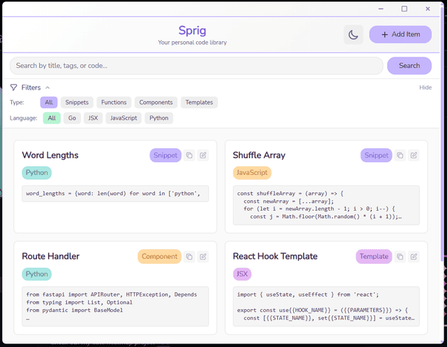 Sprig Code Manager
